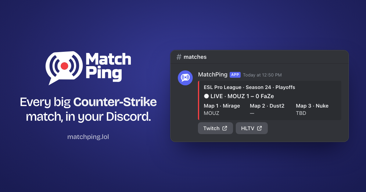 MatchPing live match alert